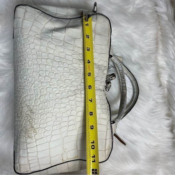 Coach Bleeker beige Croc Embossed Satchel Handbag 30449 - Picture 9 of 16